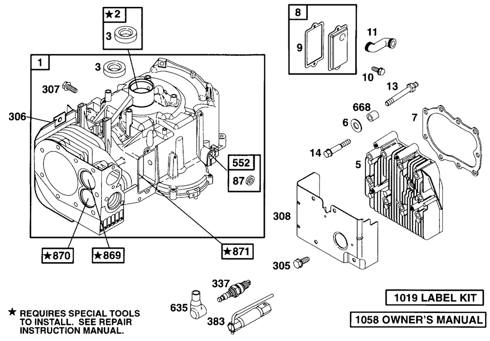 Cylinder, Head Diagram and Parts List for 256702-4002-XX  Briggs and Stratton Engine